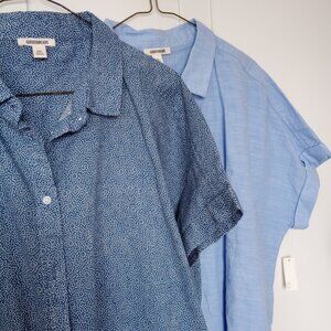 Women's Goodthreads Washed Cotton Button Down Short Sleeved Shirts
